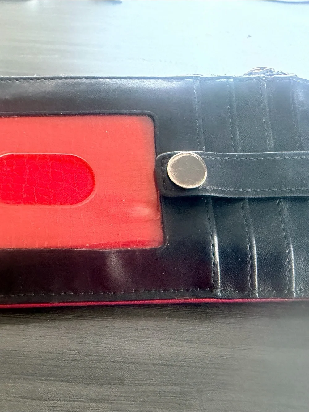 Hammitt Black Leather 210 West wallet with Red ID Window
